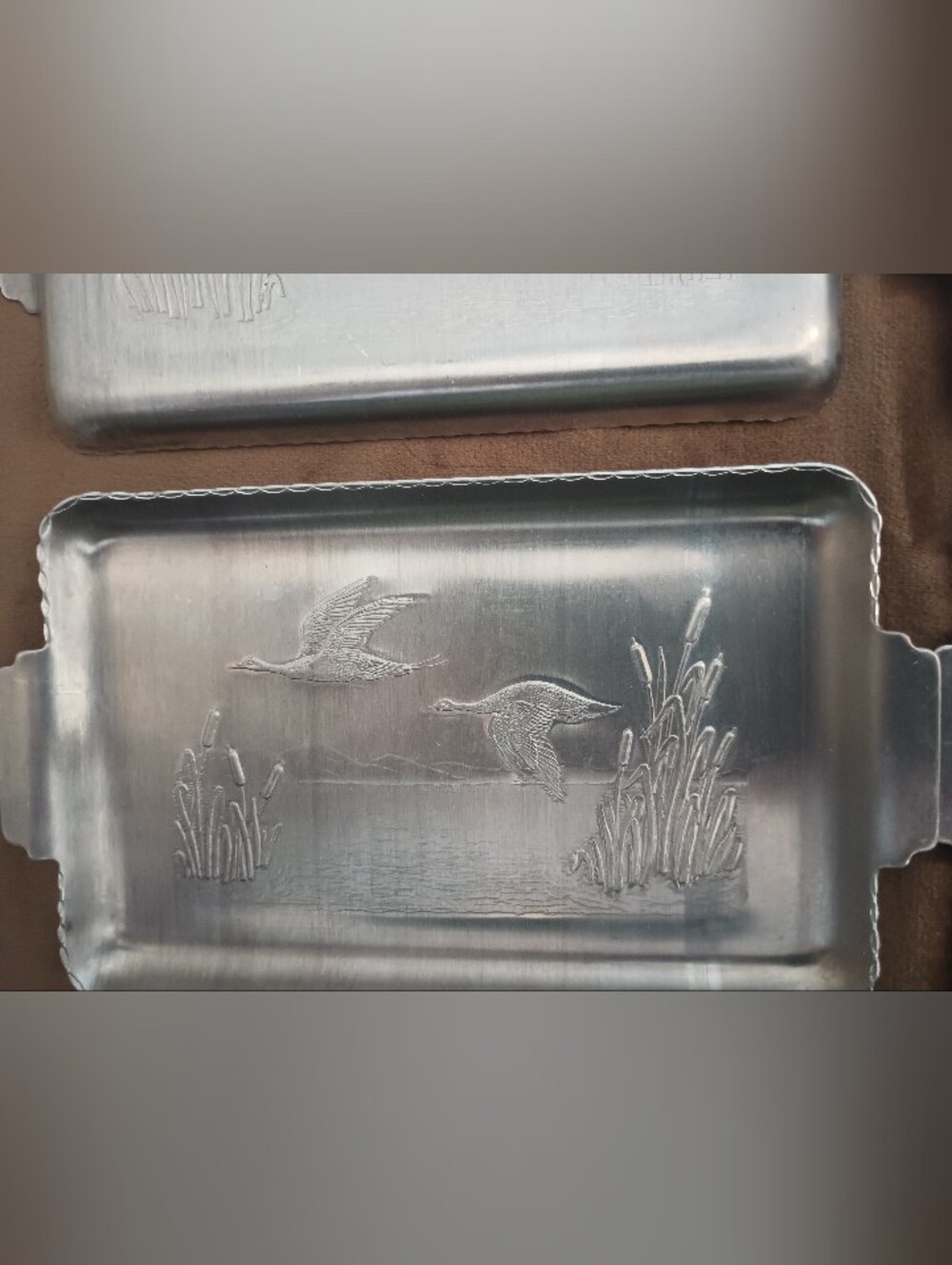 Metal Decorative Bath Tray with Duck Motif - Silver
